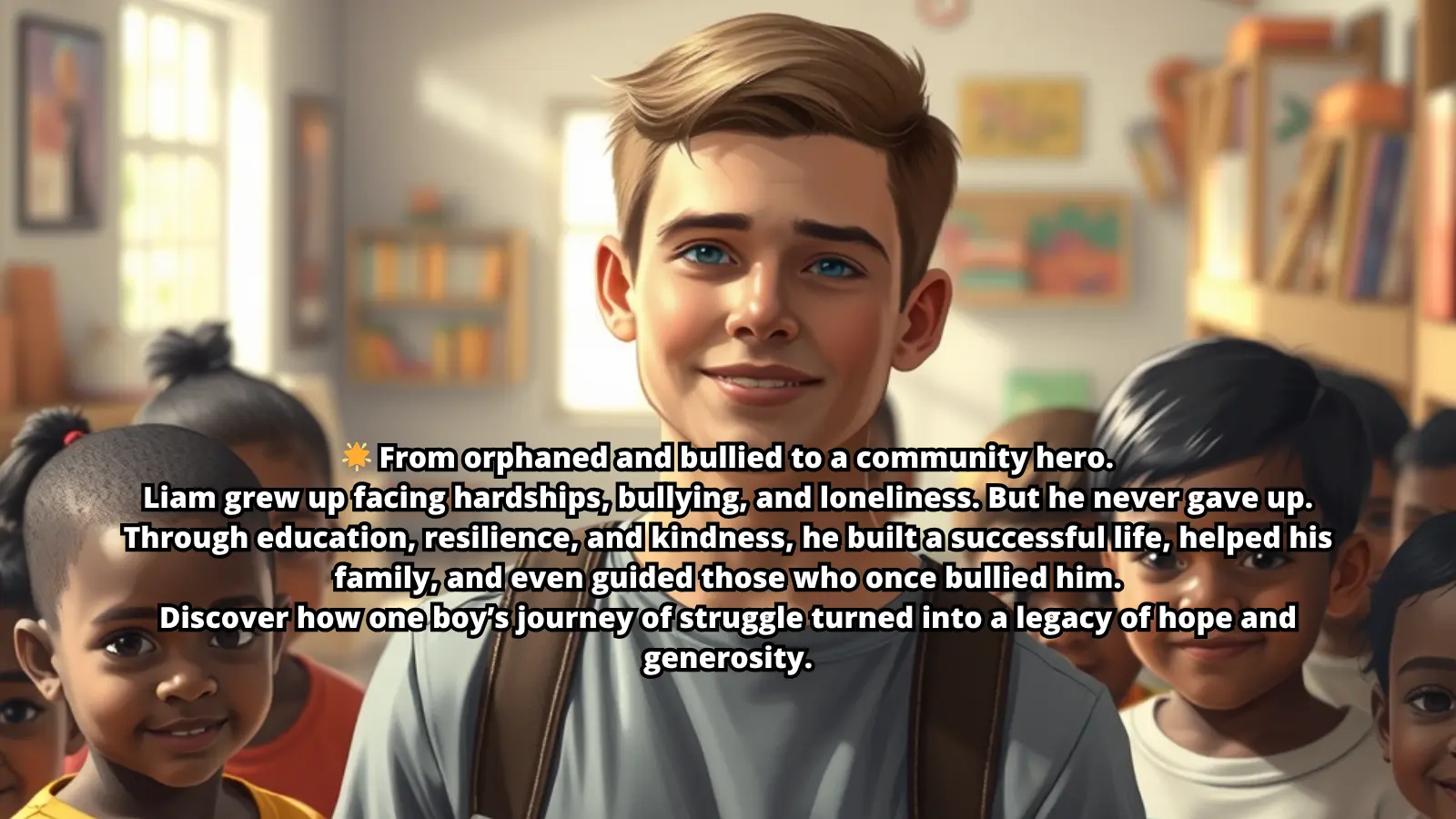 A young boy overcoming bullying and hardship, later helping his family and community.